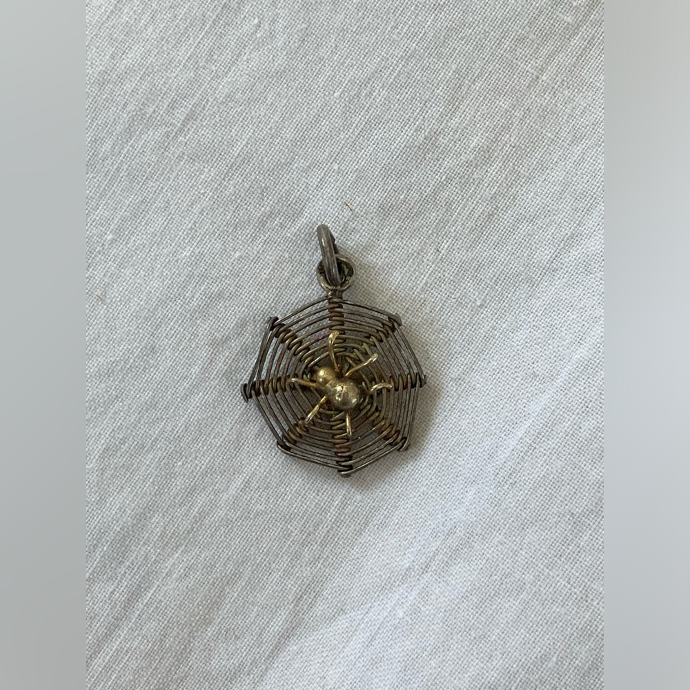 Vintage Spider & Web Charm